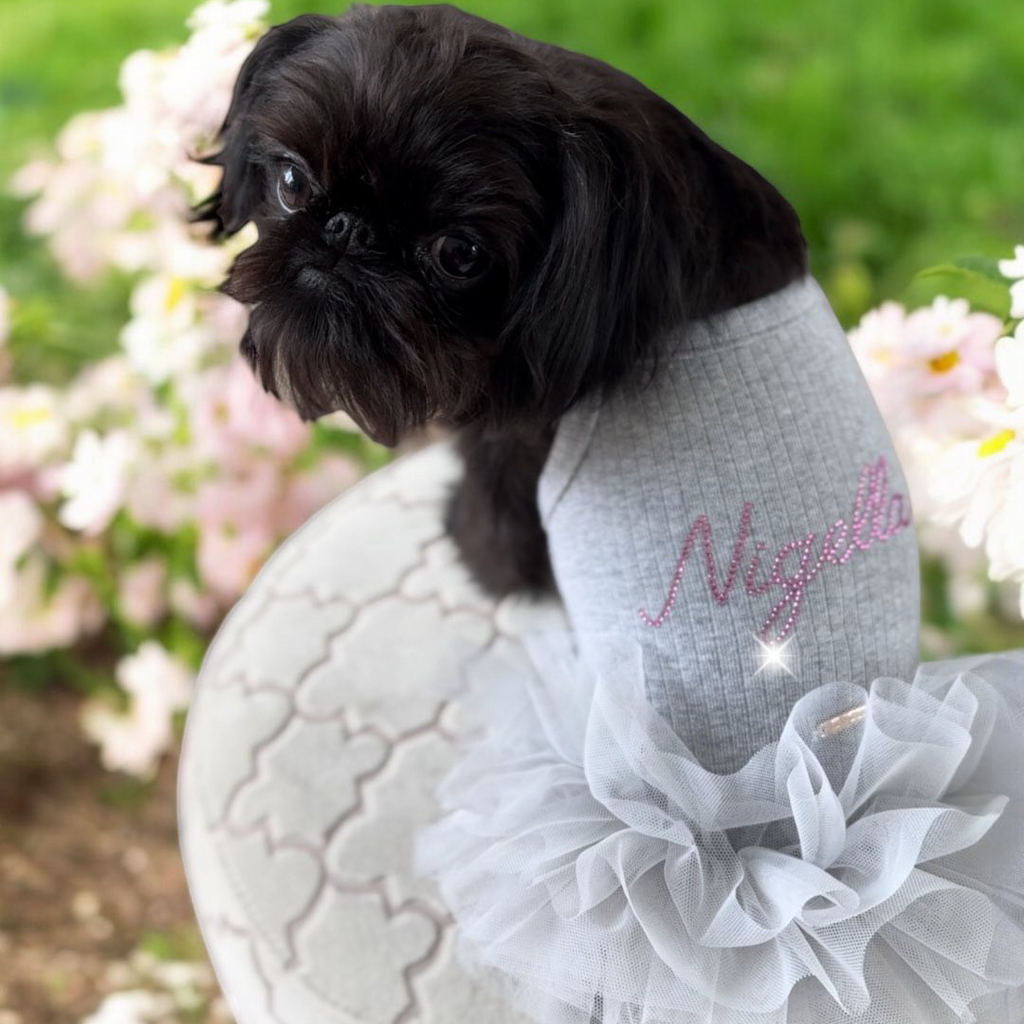 Grey Personalized Hand Applied Crystal Tutu